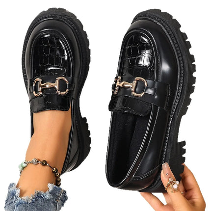 Women's Shoes Soft Sole Spring Autumn Seasonal Black British Style round Toe Rubber Outsole