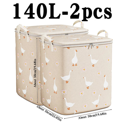 100/140/180L Clothes Quilt Storage Bag Household Large Capacity Quilt Storage Box Wardrobe Non-woven Clothing Moving Luggage
