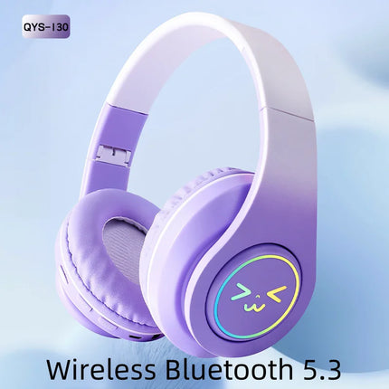 Original Wireless Bluetooth Headphones for Computer RGB Glowing Smiley Face Noise Reduction Gaming