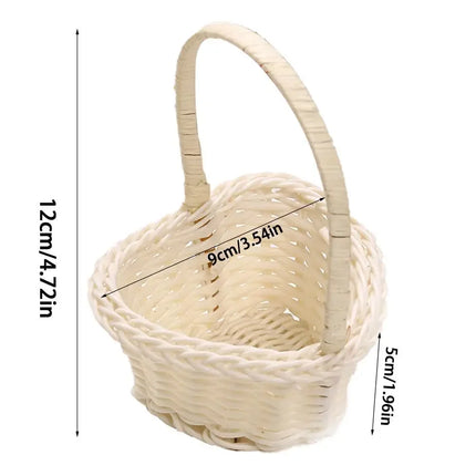 Rattan Basket With Handle Handheld Woven Basket Woven Mini Hand-Carried Basket Rattan Woven Small Flower Basket For Wedding