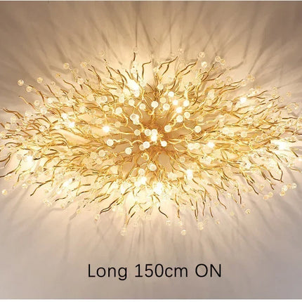 Gold ceiling light chandelier modern hotel bedroom dining room living room home interior glossy Led luxury chandelier