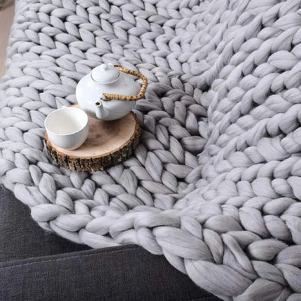 Handmade Chunky Knit Blanket Large Thick Wool Bulky Knitting Throw for Bedroom
