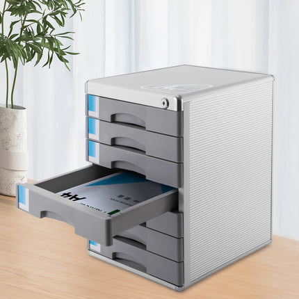 Office Desktop Filing Cabinet 7 Drawers Aluminum Alloy File Cabinet with Lock