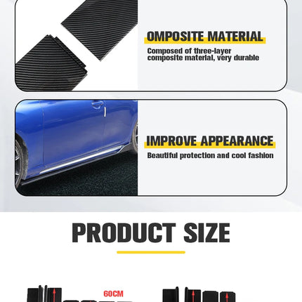 2M/2.2M Car Universal Side Skirts Extension Rocker Panels Lip Splitters 6PCS Side Spoiler For Civic Benz BMW ABS Car Accessories