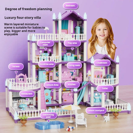 3D DIY Fantasy Princess Castle Villa Assembly Doll House Set - Girls' Dream Toy