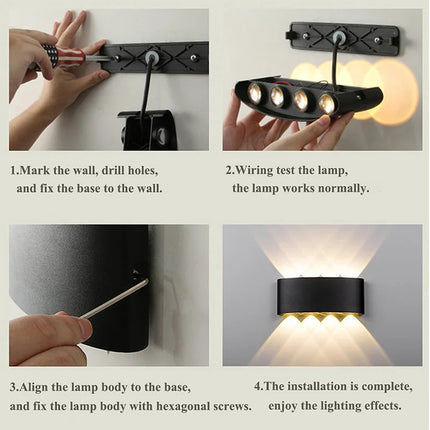 Aluminum LED Wall Lamp Waterproof IP65 Outdoor Garden Lights 8W 12W Interior Wall Light for Bedroom Living Room Stairs Lighting