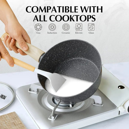 6 Piece Sauce Pan Set with Lid Saucepan Sets with Nonstick Coatings Non-toxic Marble Sauce Pans