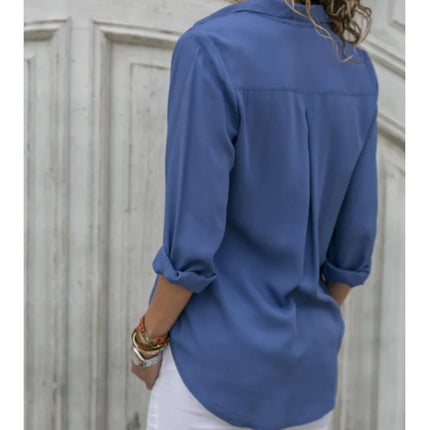 Women Shirt Spring Summer Casual Long Sleeve Button Solid Color Blouses And Tops 2023 Office Ladies Shirts White Top S-5XL