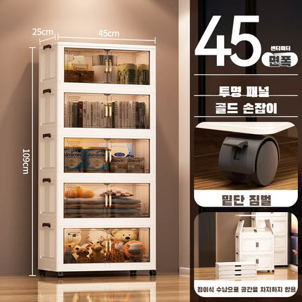 Household Foldable Storage Cabinet Multi-Layer Storage Cabinet Snack Toy Storage Cabinet Free Installation Movable Folding