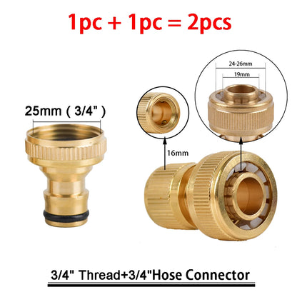 1Sets Garden Hose Quick Connect Water Hose Fitting, 3/4 Inch 1/2 Inch Brass BSP Female
