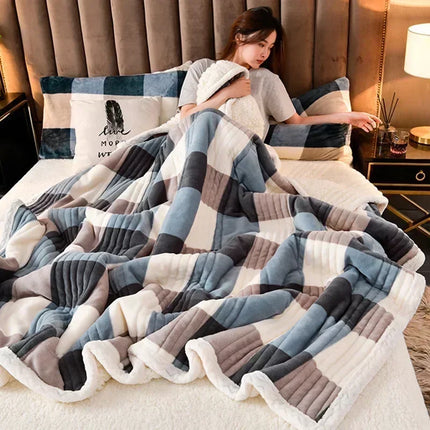 Soft Fluffy Warm Winter Blanket Thicken Lamb's Wool Autumn Warmth Blankets for Bed Milk Velvet Comfortable Sofa Blanket Throw