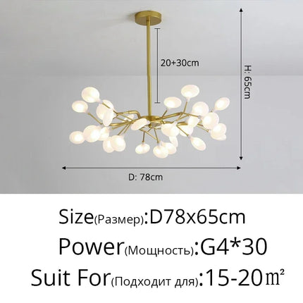 Modern Firefly LED Chandelier Black Gold For Living Room Bedroom Hall Home Decor Indoor Lighting Minimalist Ceiling Pendant Lamp