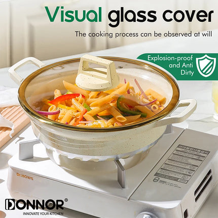 DONNOR 10PCS Induction Cookware Set Dishwasher Safe Saucepan Nonstick StockPots with Glass Lids