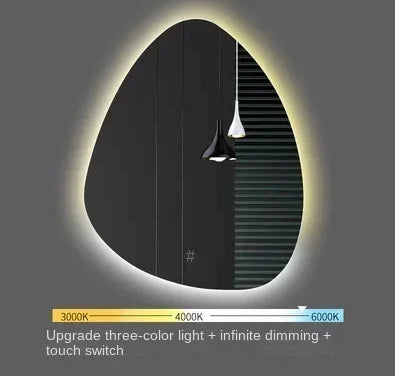 Hotel Cloakroom Vertical Irregular Bathroom Mirror Smart 3 Colors Adjustable LED Multifunction Light with Bluetooth Speaker