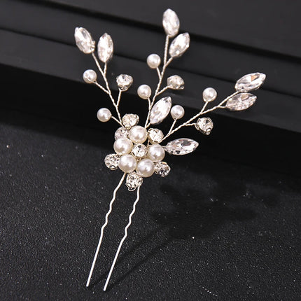 Fashion Crystal Pearl Rhinestone Hairpins Stick Hair Clip For Women Bridal Hair Accessories Party Wedding Hair Clips Jewelry