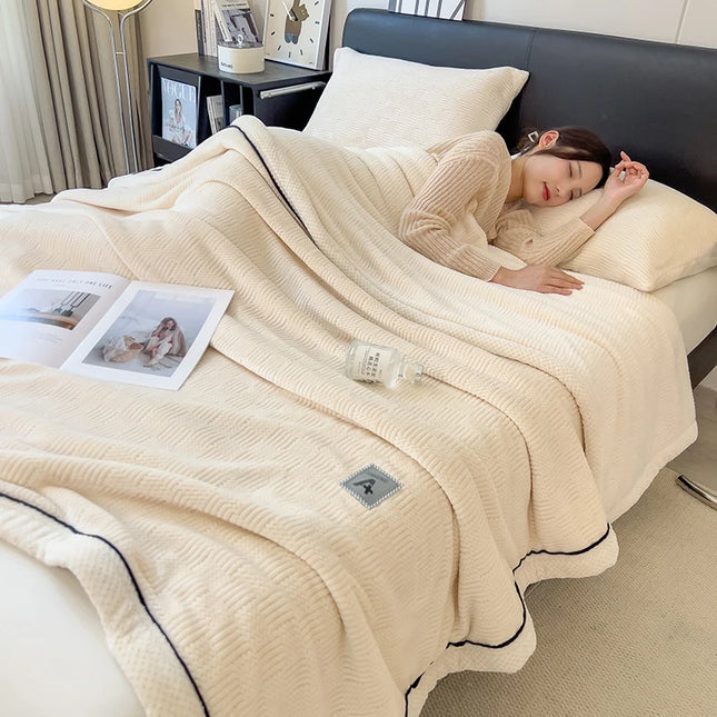 Category A Knitting Velvet Warm Autumn Winter Blanket Soft Warmth Sofa Blankets for Thorw Comfortable Breathable Knitted Blanket