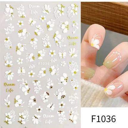 1PCS New Autumn Flowers Nail Decals Animal Nail Stickers Flower