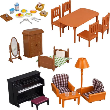 Forest Home Animal Family Mini Rabbit Villa Living Room Kitchen Bedroom Garden