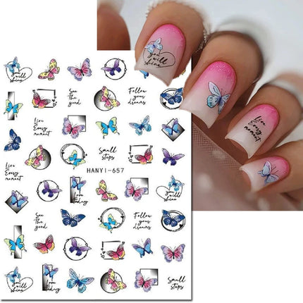 3d Nail Art Decals Elegant White RoyalBlue Roses Flowers