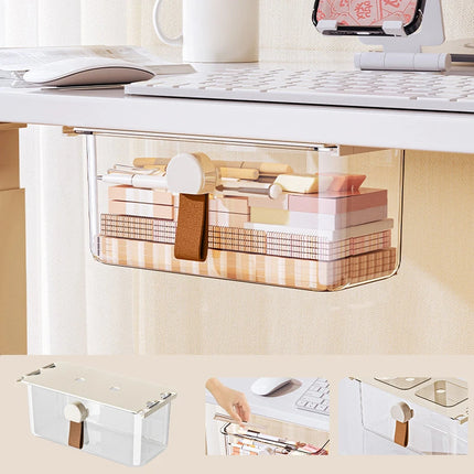 1/2Pc Drawer Style Storage Box Under The Mirror Cabinet Transparent Bathroom Kitchen Office Sundries Case Pull-Out Storage Shelf