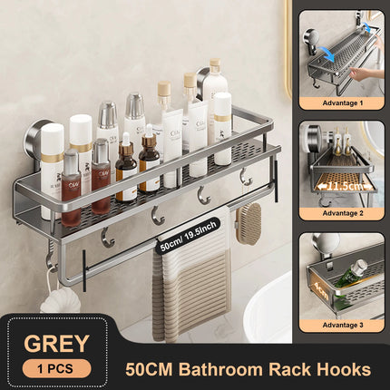 Suction Cup Bathroom Rack Bathroom Shelf Toilet Space Aluminum No Drill Hanging Rack Bathroom