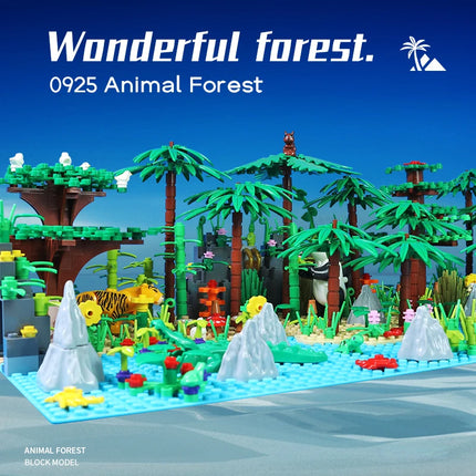 Jungle Wild Animals Building Blocks DIY Toys for Boys Girls Forest Trees City Baseplate Kids Montessori