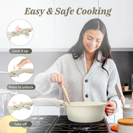 17pcs Pots and Pans Set Nonstick Cookware Set with Detachable Handle Induction Kitchen