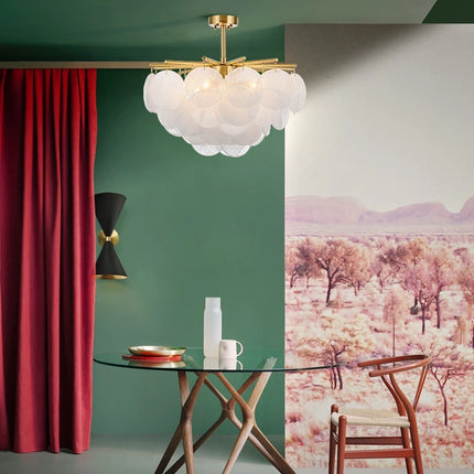 Nordic Scrub Glass Ceiling Chandelier Iron E14 For Living Room Table Bedroom Hall Home Luxury Decor Lusters Lighting Luminaires