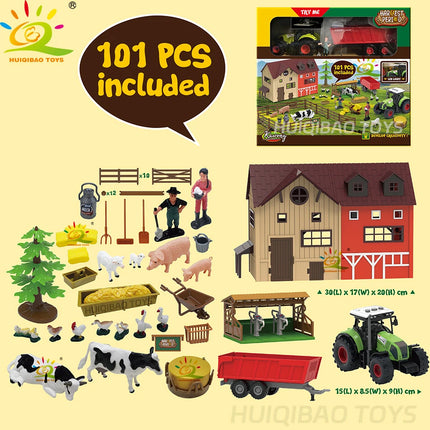 Simulation Farm Animals Barn Model Assembly Farmhouse Cow Craft Play House Toys for Children Holiday Gift