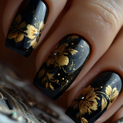 24Pcs Ladder-shaped Ballet False Nails with Glue Stripe Floral Nail