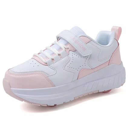 Kids Roller Skate Shoes Running Boys Girls Outdoor Detachable 4 Wheels Children Fashion Deformation Casual Parkour Skating Shoes