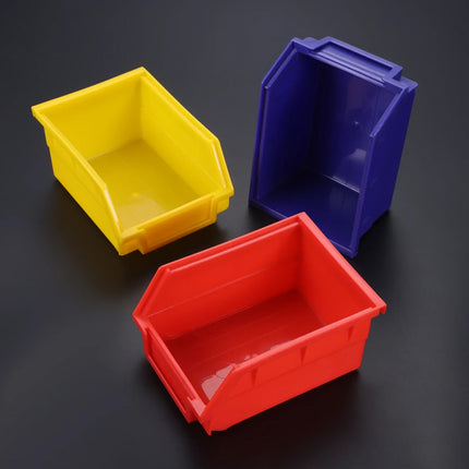 5pcs Stackable Storage Bins Tool Parts Organization Hanging Plastic Box Red Yellow Blue 110/190/270mm Garage Hole Board Case Kit