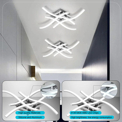 LED Ceiling Light, 27W Ceiling Light,6000K Cold White,4 Built-in LED Boards,Modern Curved Ceiling Light for Living Room,Bedroom