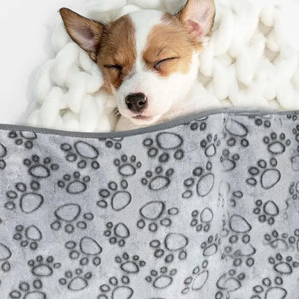 Pet Blanket Ultra-soft Fluffy Paw Printed Mat Pet Bed Dog Blanket Warm