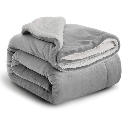Sherpa Fleece Blanket Throw Black Soft Reversible Thick Plush Blankets Microfiber