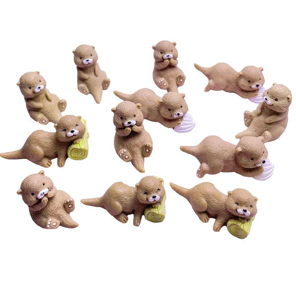 4/8pcs Adorable Resin Otters Miniatures, Animal Figurines for Fairy Garden Micro