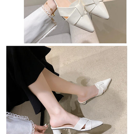 Summer Riband Decoration Slippers Women Fashion High Quality Round Heel Shoes Casual Sweet High Heels Plus Size 42 Women Sandals