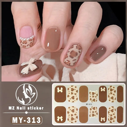 Panda Style Baking Free Gel 5D Nail Sticker Full Nail Self Adhesive Sticker