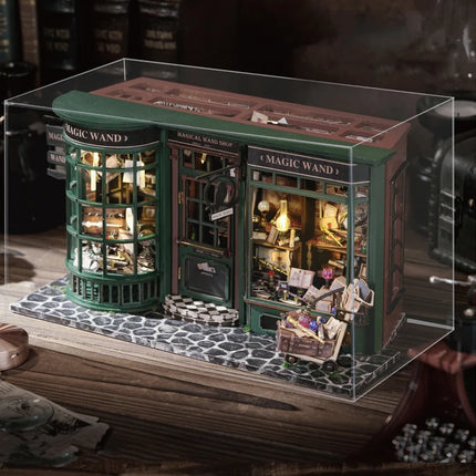 Wooden Dollhouse Miniature Doll House Kit with Furniture Roombox Retro Home