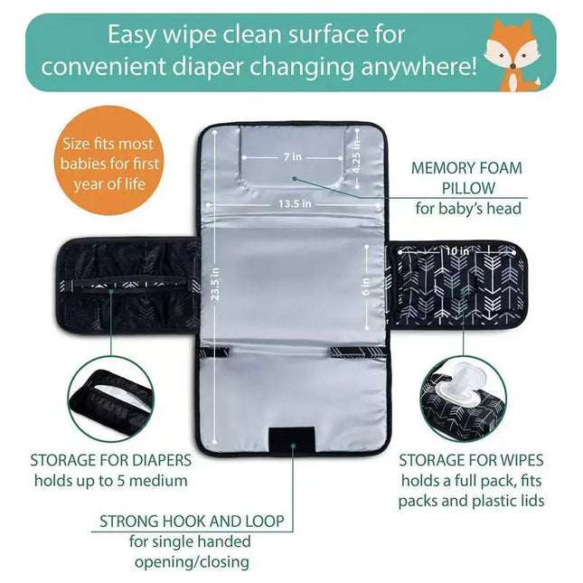 Waterproof Portable Foldable Baby Diaper Changing Pad Newborn Boys And Girls Travel Wipes Pocket Cushioned Diaper Changing Mat