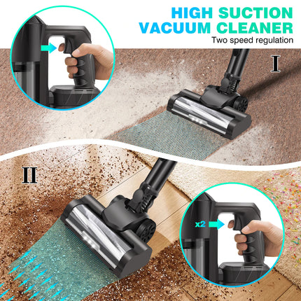 Vacuum 550W 45KPA｜2 Batteries｜LED Displa Self-Standing｜Pet Hair/Carpet/Hard Floor (Black)