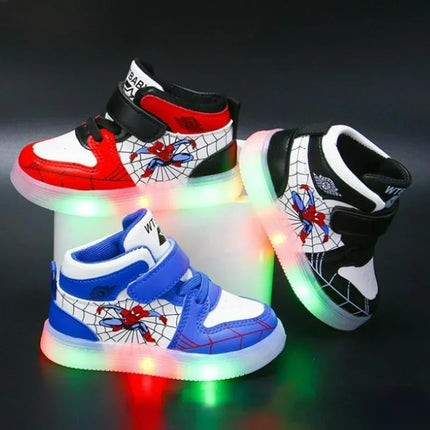 Disney Children's Led Light Shoes Fashion Aoger Spiderman Boys Sneakers Girls