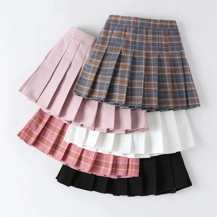 Girls High Waist Solid Pleated Mini Skirt for 4-12Y Girl Summer Korean Preppy Style Fashion Dance Skirts Student A-line Skirts