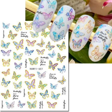 3d Nail Art Decals Elegant White RoyalBlue Roses Flowers