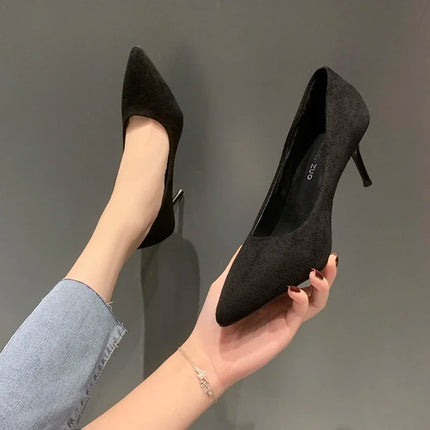Women Pumps Sexy Suede Ponited Toes High Heels Fashion Office Stiletto Party Red Wedding Shoes Female Comfort Women Shoes