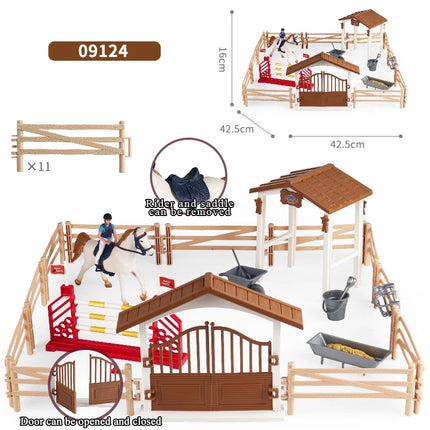 Farm Stable House Horseman Farmer Poultry Horse Animals Figurine Cute Kids Toy Gift