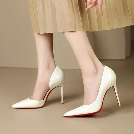 leather pointed shoes shallow mouth slim single order shoes for women