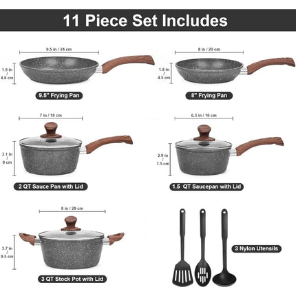 Pans Set Non Stick 11 Piece DieCast Induction Cookware Set Pans