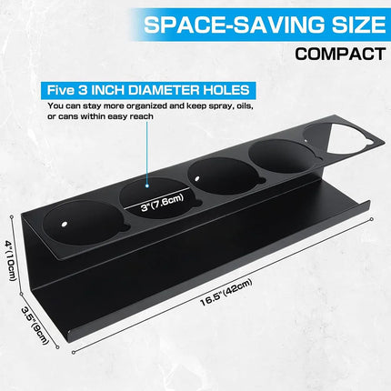 Five Cans Wall-Mounted Steel Aerosol Spray Can Holder Rack Organizer for Garage and Workspace