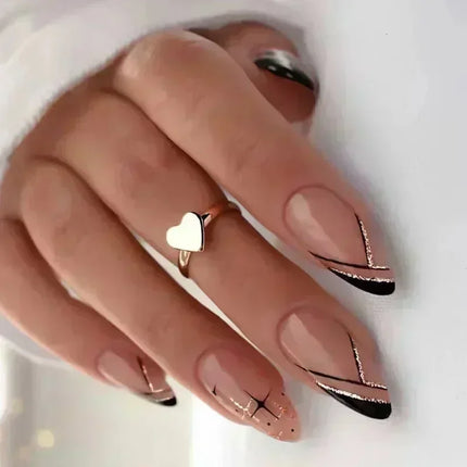 24Pcs French False Nails Almond Fake Nails